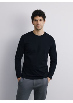 Reserved - Longsleeve z merceryzowanej bawełny - czarny ze sklepu Reserved w kategorii T-shirty męskie - zdjęcie 188331438