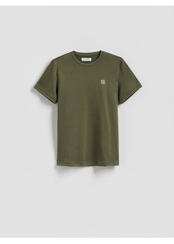 Reserved - T-shirt slim fit z haftem - oliwkowy ze sklepu Reserved w kategorii T-shirty męskie - zdjęcie 188331475
