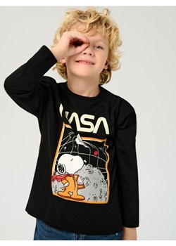 Sinsay - Bawełniana koszulka z nadrukiem NASA Peanuts - czarny ze sklepu Sinsay w kategorii T-shirty chłopięce - zdjęcie 188333615