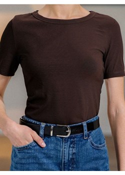Sinsay - Bawełniana koszulka basic - brązowy ze sklepu Sinsay w kategorii Bluzki damskie - zdjęcie 188333696
