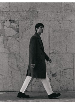 Reserved - Dwurzędowy płaszcz z dodatkiem wełny - szary ze sklepu Reserved w kategorii Płaszcze męskie - zdjęcie 188334185