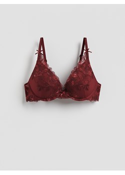 Reserved - Biustonosz push up z haftem - mahoniowy ze sklepu Reserved w kategorii Biustonosze - zdjęcie 188334237