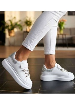 Białe trampki dziewczęce na rzep /A7-2 14751 T513/ ze sklepu Pantofelek24.pl w kategorii Trampki dziecięce - zdjęcie 188334329