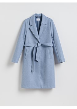 Reserved - Płaszcz z wiązanym paskiem - jasnoniebieski ze sklepu Reserved w kategorii Płaszcze damskie - zdjęcie 188335199