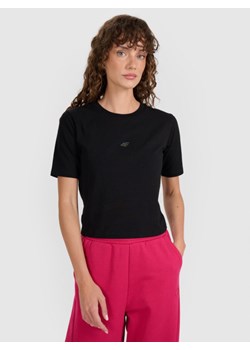 Damski t-shirt crop top 4F 4FWAW25TTSHF2971 - czarny ze sklepu Sportstylestory.com w kategorii Bluzki damskie - zdjęcie 188335577