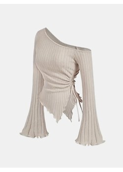 Damska bluzka z odkrytymi ramionami - Beżowy XS ze sklepu Intimica.pl w kategorii Bluzki damskie - zdjęcie 188335846