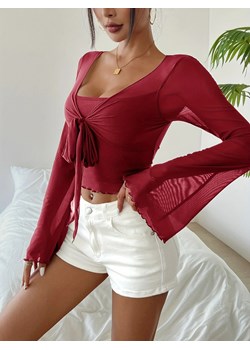 Damska bluzka z prześwitującymi rękawami - Czerwony XS ze sklepu Intimica.pl w kategorii Bluzki damskie - zdjęcie 188335859