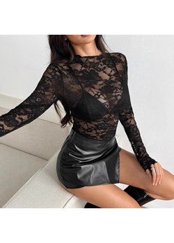 Koronkowa bluzka z długim rękawem - Czarny S ze sklepu Intimica.pl w kategorii Bluzki damskie - zdjęcie 188335977
