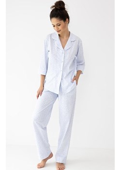Sensis bawełniana piżama damska rozpinana Paloma 3/4, Kolor biało-niebieski, Rozmiar S, SENSIS ze sklepu Intymna w kategorii Piżamy damskie - zdjęcie 188336435