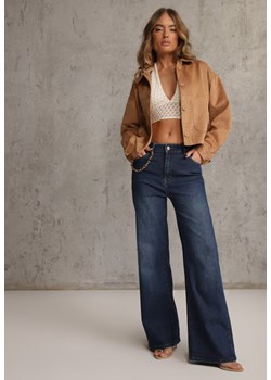 Niebieskie Jeansy Wide Leg Regular Waist z Bawełną i Domieszką Wiskozy Petocea ze sklepu renee.pl w kategorii Jeansy damskie - zdjęcie 188338326