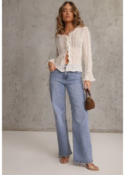 Niebieskie Jeansy Wide Leg Regular Waist z Bawełną i Dodatkiem Wiskozy Jeniemala ze sklepu renee.pl w kategorii Jeansy damskie - zdjęcie 188338336