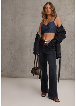 Niebieskie Jeansy z Bawełną o Kroju High Waist Straight Leg Rhaenithe ze sklepu renee.pl w kategorii Jeansy damskie - zdjęcie 188338346