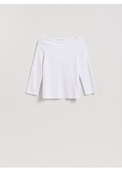 Reserved - Bawełniany longsleeve - biały ze sklepu Reserved w kategorii Bluzki damskie - zdjęcie 188338369