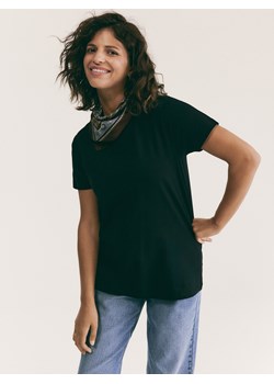 Reserved - Bawełniany t-shirt regular - czarny ze sklepu Reserved w kategorii Bluzki damskie - zdjęcie 188338775
