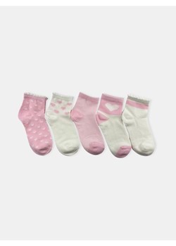 Sinsay - Bawełniane skarpetki z motywem serc 5 pack - różowy ze sklepu Sinsay w kategorii Skarpetki dziecięce - zdjęcie 188339837