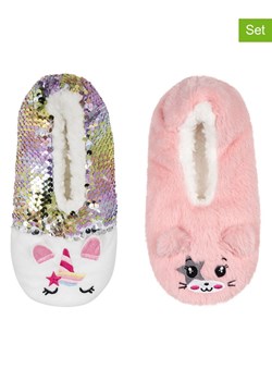 camano Kapcie (2 pary) w kolorze jasnoróżowo-białym ze wzorem ze sklepu Limango Polska w kategorii Kapcie dziecięce - zdjęcie 188342986