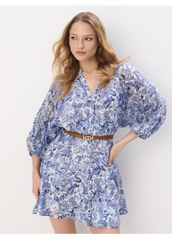 Mohito - Koszulowa sukienka mini z paskiem - niebieski ze sklepu Mohito w kategorii Sukienki - zdjęcie 188347046