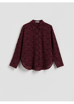 Reserved - Bawełniana koszula z haftowaniem - burgundowy ze sklepu Reserved w kategorii Bluzki damskie - zdjęcie 188347148