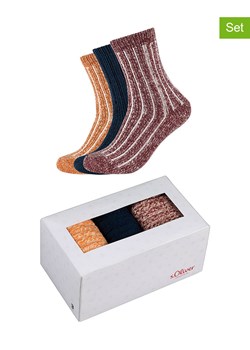 s.Oliver Skarpety (3 pary) w kolorze granatowo-bordowo-pomarańczowym ze sklepu Limango Polska w kategorii Skarpetki męskie - zdjęcie 188348937