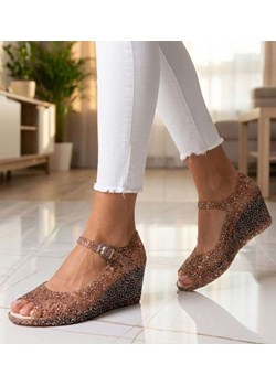 Plażowe sandały meliski na koturnie Brązowe /H2 14570 T890/ ze sklepu Pantofelek24.pl w kategorii Sandały damskie - zdjęcie 188349587