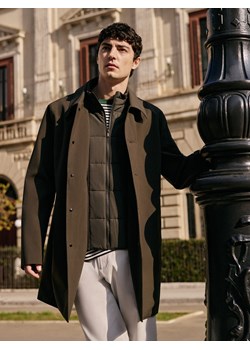 Reserved - Gładki płaszcz z kołnierzem - ciemnozielony ze sklepu Reserved w kategorii Płaszcze męskie - zdjęcie 188349768