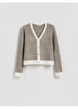 Reserved - Kardigan z kontrastowymi wstawkami - brązowy ze sklepu Reserved w kategorii Swetry damskie - zdjęcie 188350956