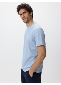 Reserved - T-shirt regular z bawełny merceryzowanej - jasnoniebieski ze sklepu Reserved w kategorii T-shirty męskie - zdjęcie 188351095