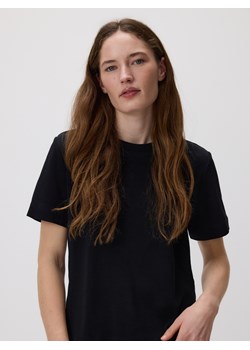 Reserved - T-shirt z bawełny merceryzowanej - czarny ze sklepu Reserved w kategorii Bluzki damskie - zdjęcie 188353517