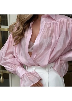 Prześwitująca satynowa damska koszula - Różowy S ze sklepu Intimica.pl w kategorii Koszule damskie - zdjęcie 188358069