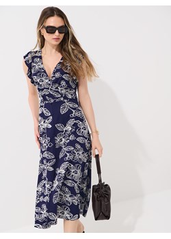 Mohito - Granatowa sukienka midi z rozcięciem - granatowy ze sklepu Mohito w kategorii Sukienki - zdjęcie 188360349