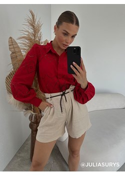 Mohito - Szorty z wiskozy i lnu - beżowy ze sklepu Mohito w kategorii Szorty - zdjęcie 188360498