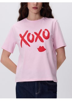 Reserved - T-shirt z nadrukiem - pastelowy róż ze sklepu Reserved w kategorii Bluzki damskie - zdjęcie 188360758