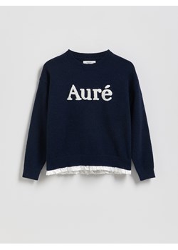 Reserved - Sweter z falbanką - granatowy ze sklepu Reserved w kategorii Swetry dziewczęce - zdjęcie 188360815