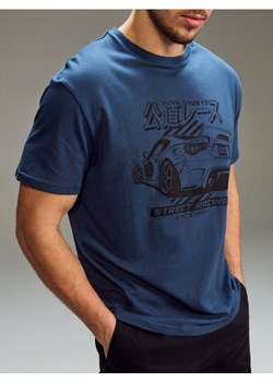 Sinsay - Bawełniana koszulka z krótkim rękawem - niebieski ze sklepu Sinsay w kategorii T-shirty męskie - zdjęcie 188361926