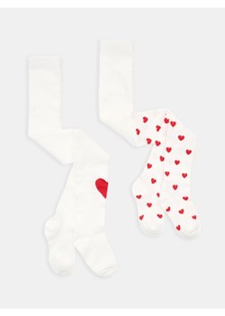 Sinsay - Rajstopy ze wzorem w serca 2 pack - kremowy ze sklepu Sinsay w kategorii Rajstopy dziecięce - zdjęcie 188361955