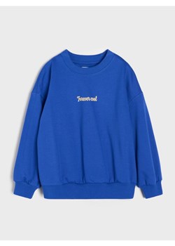 Sinsay - Bawełniana bluza crewneck z napisem - niebieski ze sklepu Sinsay w kategorii Bluzki dziewczęce - zdjęcie 188361976