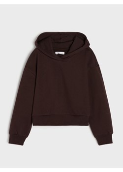 Sinsay - Bawełniana bluza z kapturem - brązowy ze sklepu Sinsay w kategorii Bluzy dziewczęce - zdjęcie 188361977