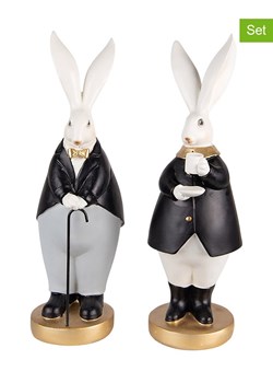 Clayre &amp; Eef Figurki dekoracyjne (2 szt.) w kolorze czarno-szarym - 13 x 34 x 11 cm ze sklepu Limango Polska w kategorii Dekoracje - zdjęcie 188369695