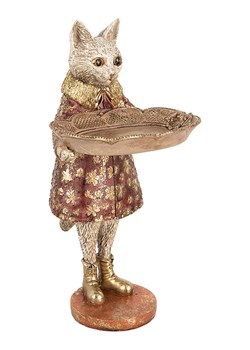 Clayre &amp; Eef Figurka dekoracyjna "Cat" w kolorze złoto-czerwonym - 16 x 27 x 14 cm ze sklepu Limango Polska w kategorii Dekoracje - zdjęcie 188369897