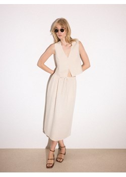 Mohito - Kamizelka z lnu i wiskozy - beżowy ze sklepu Mohito w kategorii Kamizelki damskie - zdjęcie 188372969