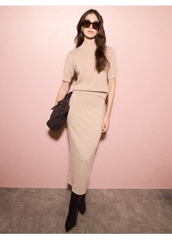Mohito - Swetrowa spódnica midi - beżowy ze sklepu Mohito w kategorii Spódnice - zdjęcie 188373027