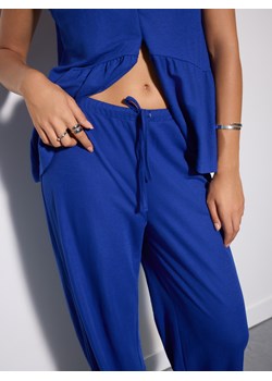 Mohito - Szerokie kobaltowe spodnie - indygo ze sklepu Mohito w kategorii Spodnie damskie - zdjęcie 188373265