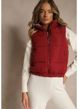 Bordowa Kamizelka Ozdobiona Pikowaniem i Wzorzystą Podszewką w Meander Olerea ze sklepu renee.pl w kategorii Kamizelki damskie - zdjęcie 188373329