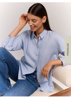 Mohito - Błękitna koszula z wiskozy i lnu - błękitny ze sklepu Mohito w kategorii Koszule damskie - zdjęcie 188374548