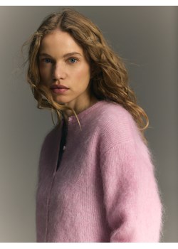 Reserved - Kardigan z wełną i moherem - różowy ze sklepu Reserved w kategorii Swetry damskie - zdjęcie 188374908