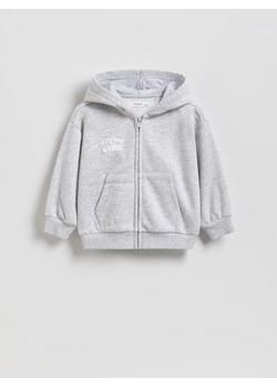 Reserved - Rozpinana bluza z nadrukiem na plecach - jasnoszary ze sklepu Reserved w kategorii Bluzy dziewczęce - zdjęcie 188375139