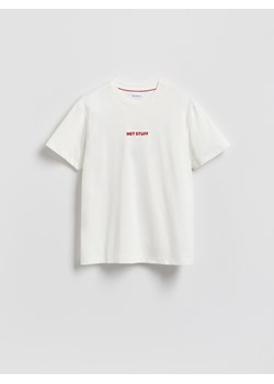 Reserved - T-shirt regular z nadrukiem - złamana biel ze sklepu Reserved w kategorii T-shirty męskie - zdjęcie 188375158