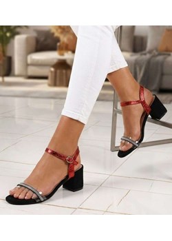 Letnie damskie sandały na niskim obcasie /B2-2 14233 S195/ ze sklepu Pantofelek24.pl w kategorii Sandały damskie - zdjęcie 188375187