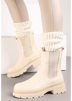 Beżowe Botki Semenope ze sklepu born2be.pl w kategorii Botki - zdjęcie 188377768