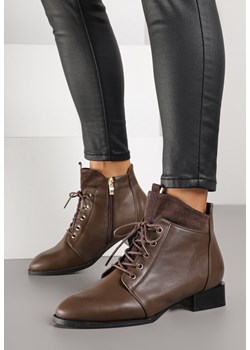 Brązowe Botki Vices Typu Trzewiki z Asymetryczną Cholewką Vamille ze sklepu born2be.pl w kategorii Botki - zdjęcie 188377887